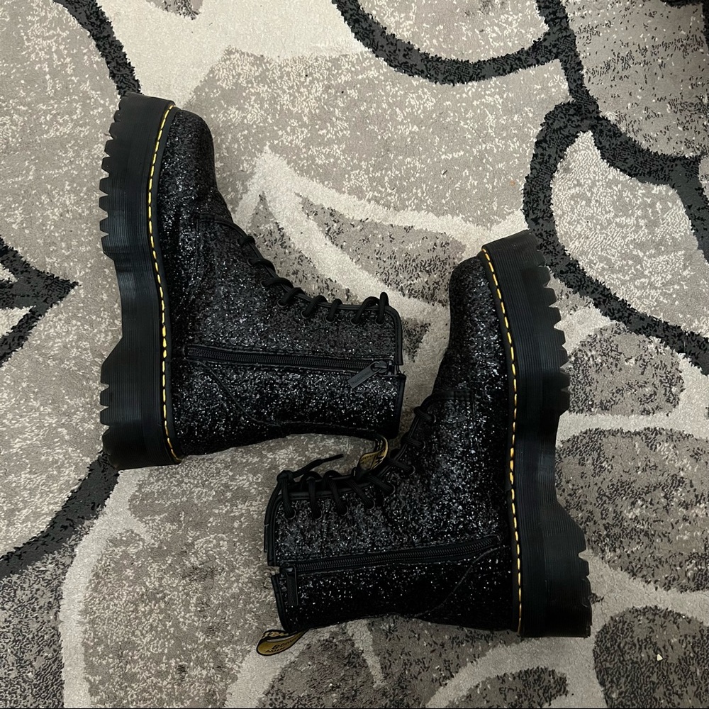 Doc Martens jadon black glitter platform boot